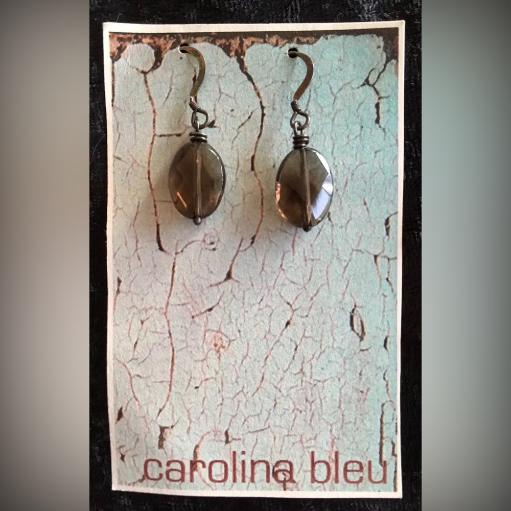 Earrings - Carolina Bleu - Stone looks like Smokey Topaz, Dangle, French Hook D1